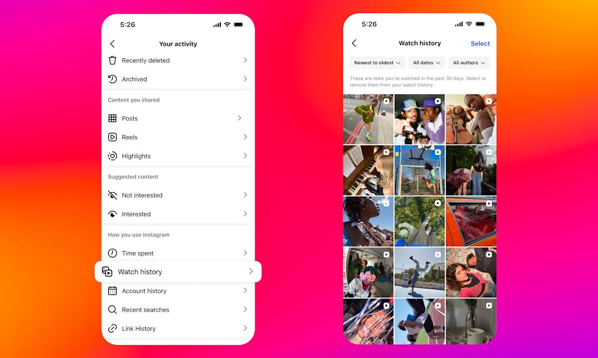 Instagram introduces a viewing history for Reels